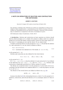 A NOTE ON OPERATORS OF DELETION AND CONTRACTION FOR ANTICHAINS