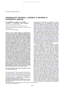 Author's personal copy PROBABILISTIC REVERSAL LEARNING IS IMPAIRED IN PARKINSON’S DISEASE