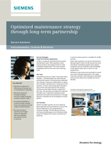 Optimized maintenance strategy through long-term partnership Service Solutions Instrumentation, Controls &amp; Electrical
