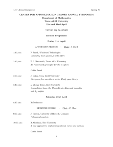 CAT Annual Symposium Spring 95 CENTER FOR APPROXIMATION THEORY ANNUAL SYMPOSIUM