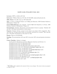 MATH 18.994 SYLLABUS FALL 2015 Lectures: MWF at 10:00 in E17-136.