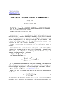 ON THE ZEROS AND CRITICAL POINTS OF A RATIONAL MAP