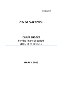 CITY OF CAPE TOWN DRAFT BUDGET  For the financial period