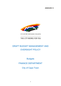 DRAFT BUDGET MANAGEMENT AND OVERSIGHT POLICY  Budgets