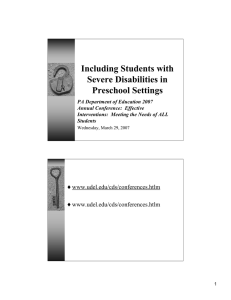 Including Students with Severe Disabilities in Preschool Settings