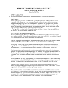 ACQUISITIONS UNIT ANNUAL REPORT- July 1 2012-June 30 2013 Submitted LWiley