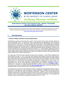 MORTENSON CENTER FOR INTERNATIONAL LIBRARY PROGRAMS 2014-2015 ANNUAL REPORT
