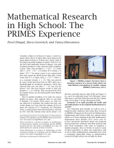Mathematical Research in High School: The PRIMES Experience