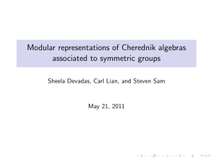 Modular representations of Cherednik algebras associated to symmetric groups May 21, 2011