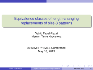 Equivalence classes of length-changing replacements of size-3 patterns Vahid Fazel-Rezai 2013 MIT-PRIMES Conference