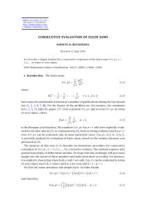 CONSECUTIVE EVALUATION OF EULER SUMS