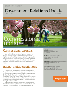 Congressional updates Government Relations Update Congressional calendar