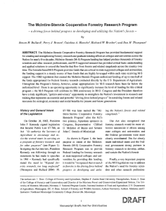 The Mcintire-Stennis Cooperative Forestry  Research  Program iVation'.1 the