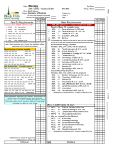 Biology 2011-2012 - Status Sheet Bachelor of Science