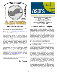 President's Message National Director's Report Remote Sensing Symposium Early Registration Deadline: