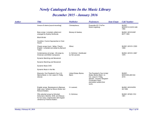 Newly Cataloged Items In the Music Library Author Title