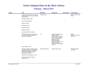 Newly Cataloged Items In the Music Library February - March 2015 Author Title