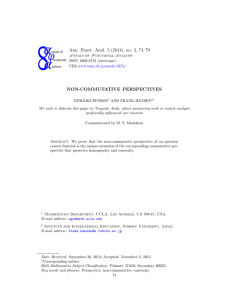 Ann. Funct. Anal. 5 (2014), no. 2, 74–79 NON-COMMUTATIVE PERSPECTIVES