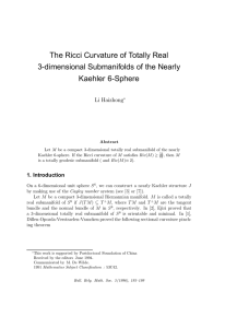 The Ricci Curvature of Totally Real 3-dimensional Submanifolds of the Nearly