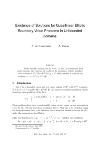 Existence of Solutions for Quasilinear Elliptic Boundary Value Problems in Unbounded Domains.