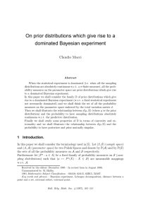 On prior distributions which give rise to a dominated Bayesian experiment