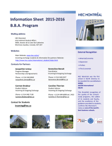 Information Sheet  2015-2016 B.B.A. Program Mailing address Websites