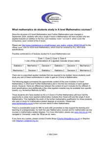 What mathematics do students study in A level Mathematics courses?