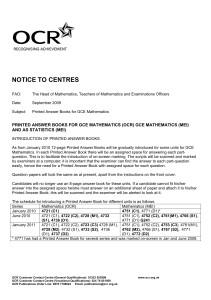 NOTICE TO CENTRES