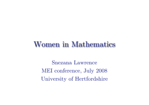 Women in Mathematics Snezana Lawrence MEI conference, July 2008 University of Hertfordshire