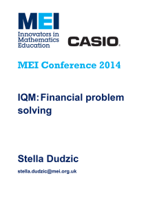 MEI Conference  IQM: Financial problem
