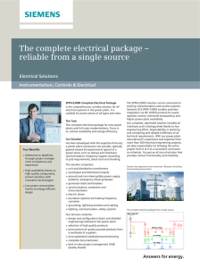 The complete electrical package – reliable from a single source Electrical Solutions
