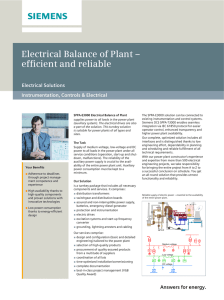 Electrical Balance of Plant – efficient and reliable Electrical Solutions