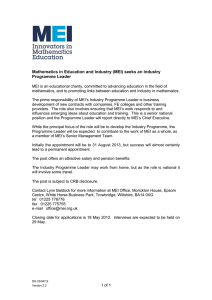 Mathematics in Education and Industry (MEI) seeks an Industry Programme Leader