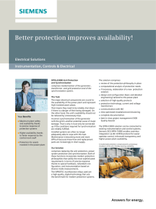 Better protection improves availability! Electrical Solutions Instrumentation, Controls &amp; Electrical