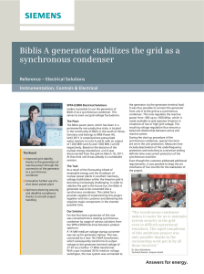 Biblis A generator stabilizes the grid as a synchronous condenser