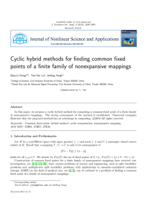 Cyclic hybrid methods for finding common fixed Qiao-Li Dong , Yan-Yan Lu