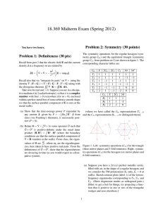 18.369 Midterm Exam (Spring 2012) Problem 2: Symmetry (30 points)