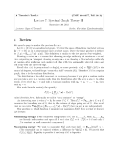 Lecture 7: Spectral Graph Theory II