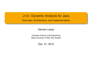 J : Dynamic Analysis for Java IVE Overview, Architecture, and Implementation
