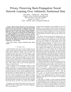 Privacy Preserving Back-Propagation Neural Network Learning Over Arbitrarily Partitioned Data