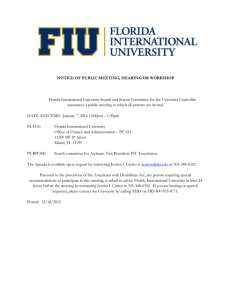 Florida International University Search and Screen Committee for the University... announces a public meeting to which all persons are invited.