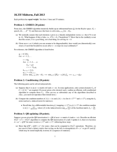18.335 Midterm, Fall 2013 Problem 1: GMRES (20 points)