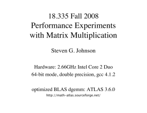 Performance Experiments with Matrix Multiplication 18.335 Fall 2008 Steven G. Johnson