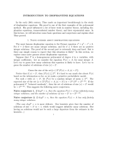 INTRODUCTION TO DIOPHANTINE EQUATIONS