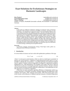Exact Solutions for Evolutionary Strategies on Harmonic Landscapes J¨orn Dunkel Lutz Schimansky-Geier