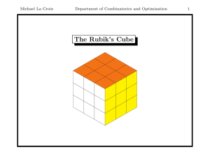 The Rubik’s Cube Michael La Croix Department of Combinatorics and Optimization 1