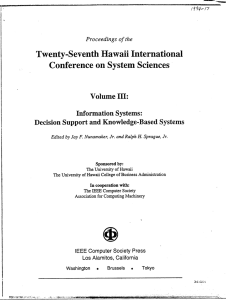Twenty -Seventh Hawaii International Conference on System Sciences Volume Ill: Information Systems: