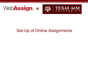 Set-Up of Online Assignments at