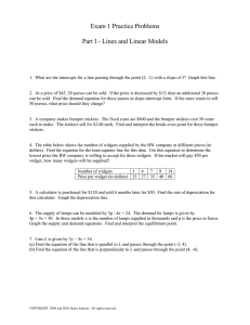 Exam 1 Practice Problems  Part I - Lines and Linear Models