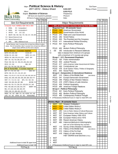Political Science &amp; History 2011-2012 - Status Sheet Bachelor of Science